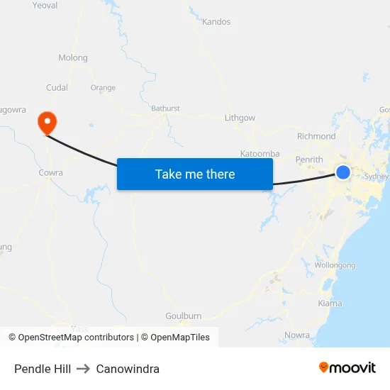 Pendle Hill to Canowindra map