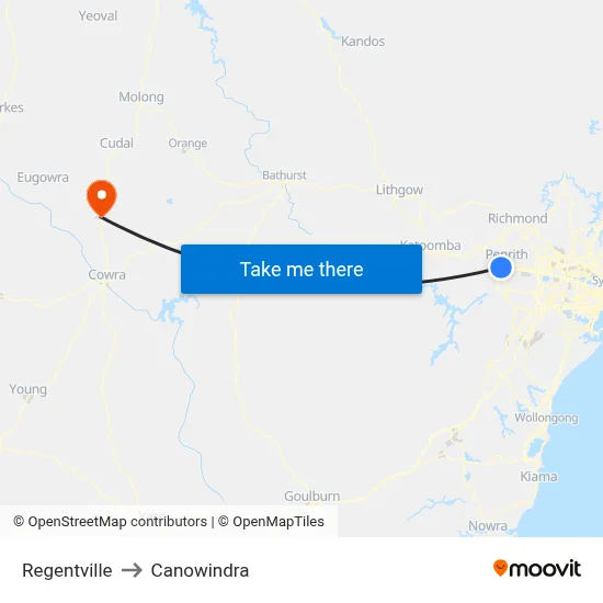 Regentville to Canowindra map