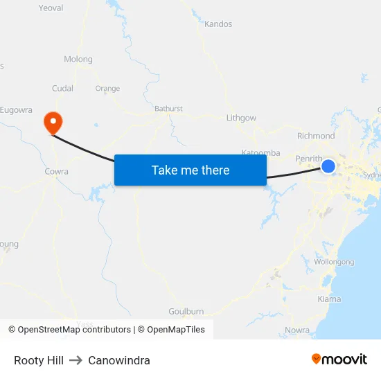 Rooty Hill to Canowindra map