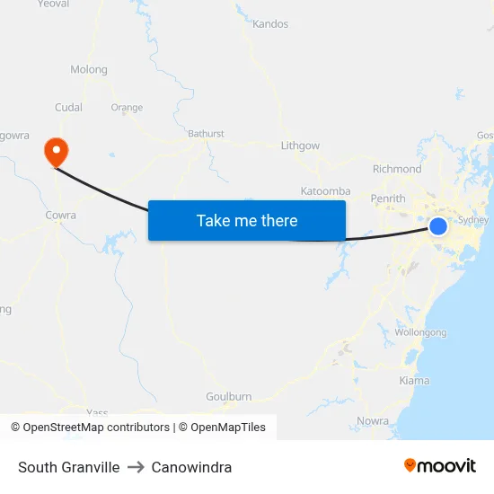 South Granville to Canowindra map