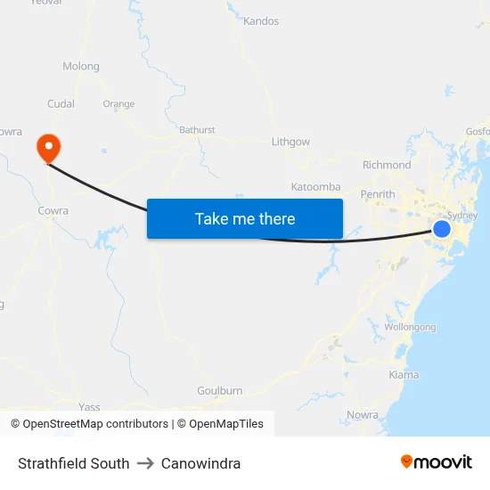 Strathfield South to Canowindra map