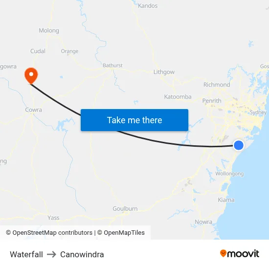 Waterfall to Canowindra map