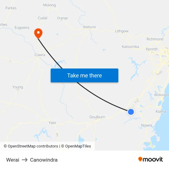 Werai to Canowindra map