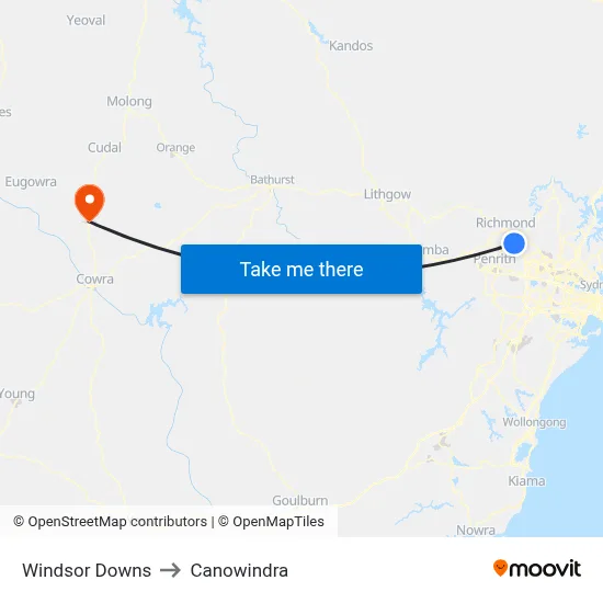 Windsor Downs to Canowindra map
