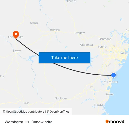 Wombarra to Canowindra map