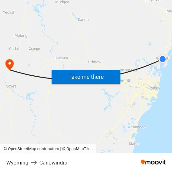 Wyoming to Canowindra map