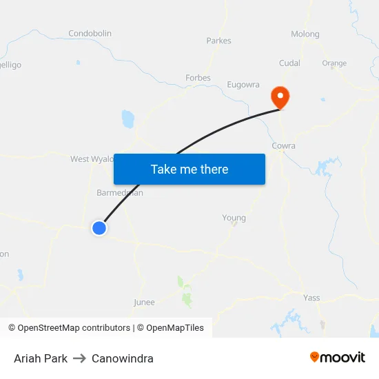 Ariah Park to Canowindra map