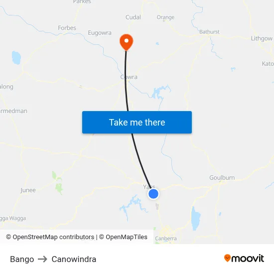 Bango to Canowindra map