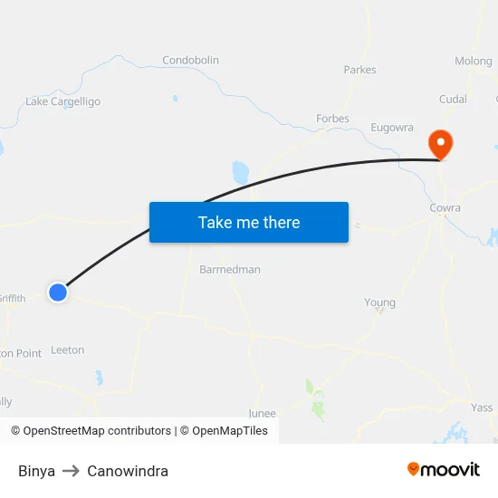 Binya to Canowindra map