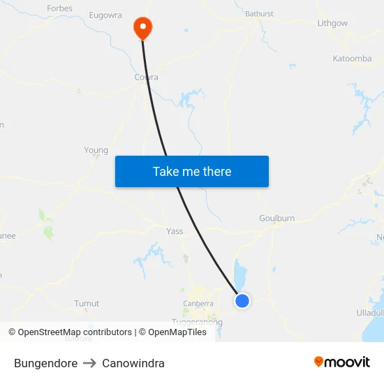 Bungendore to Canowindra map