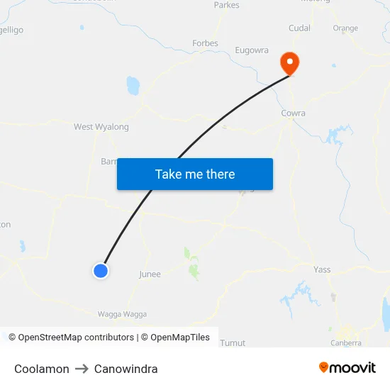 Coolamon to Canowindra map