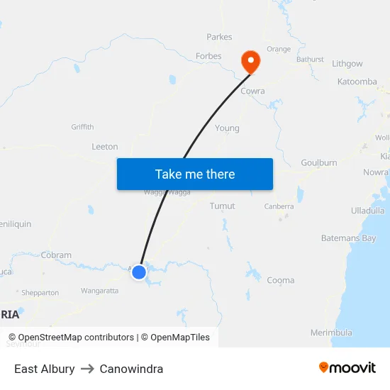 East Albury to Canowindra map