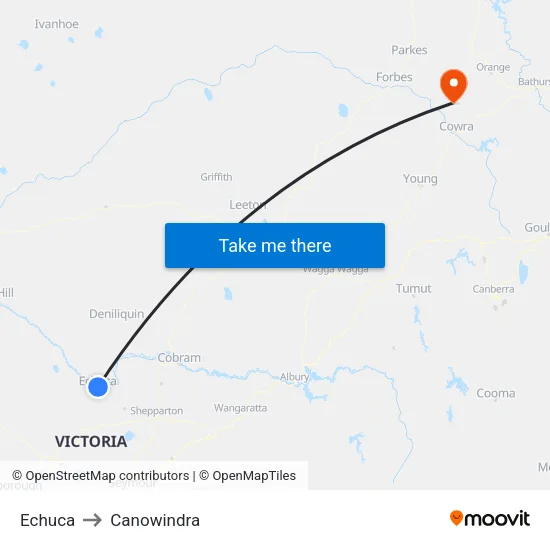Echuca to Canowindra map