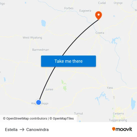 Estella to Canowindra map