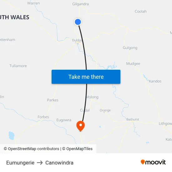 Eumungerie to Canowindra map