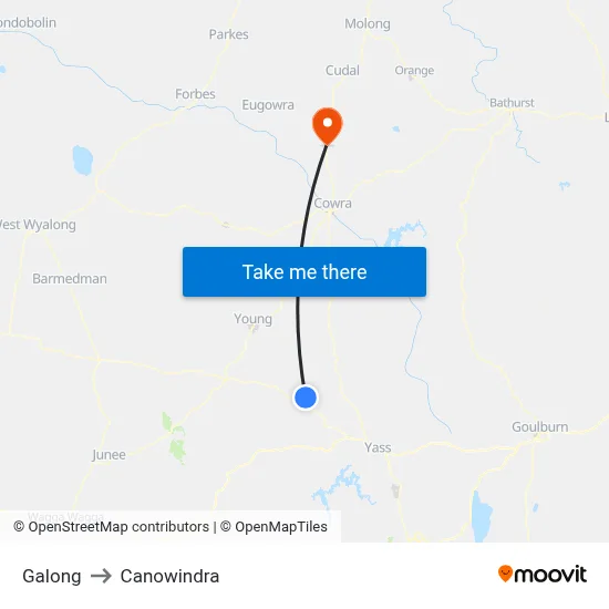 Galong to Canowindra map