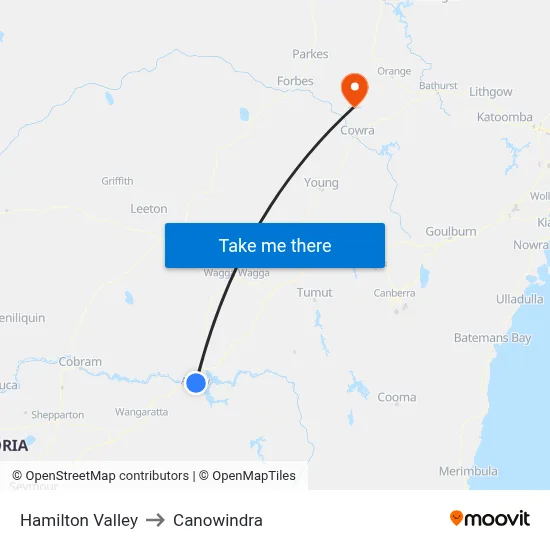 Hamilton Valley to Canowindra map