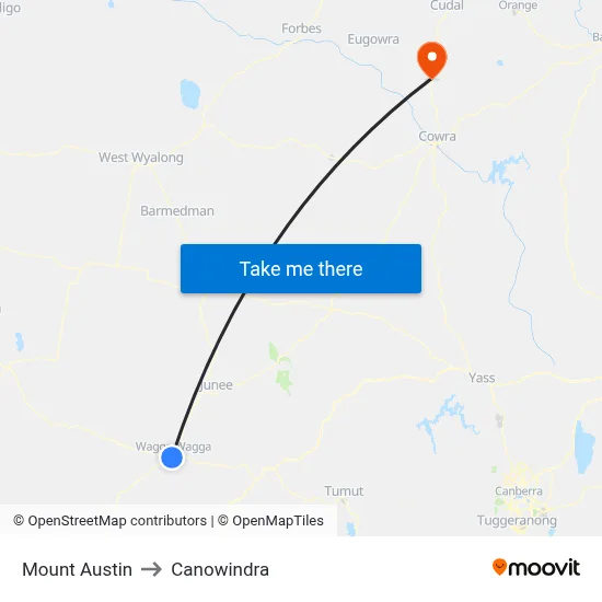Mount Austin to Canowindra map