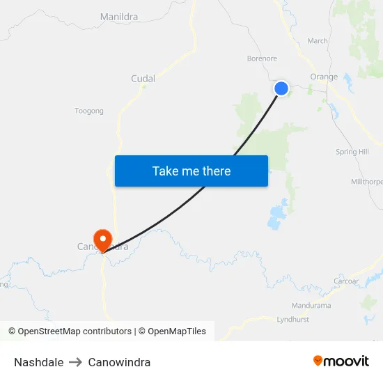 Nashdale to Canowindra map