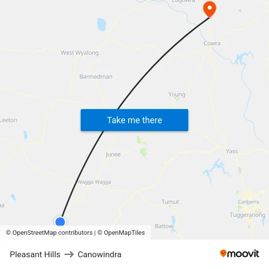 Pleasant Hills to Canowindra map