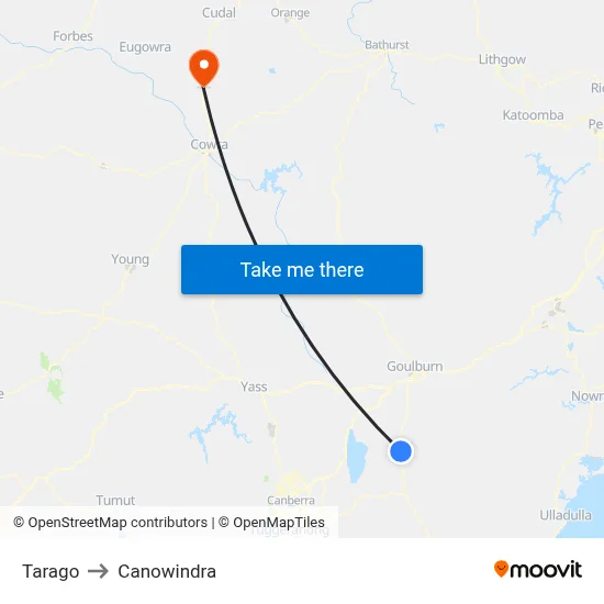 Tarago to Canowindra map