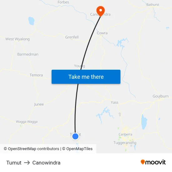 Tumut to Canowindra map