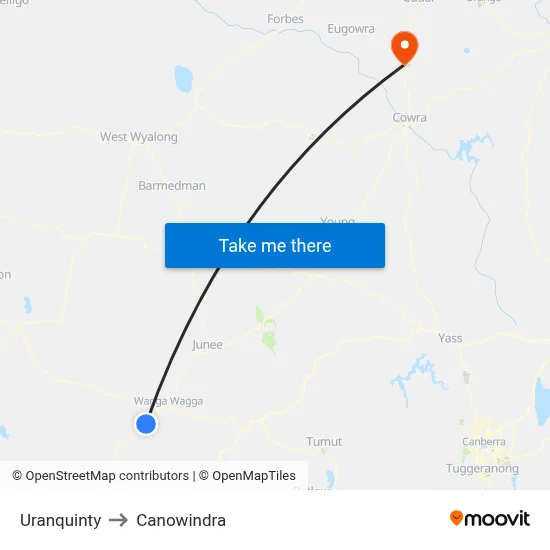 Uranquinty to Canowindra map