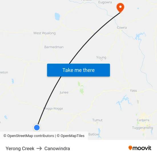 Yerong Creek to Canowindra map