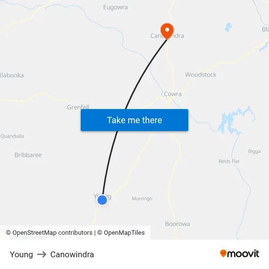 Young to Canowindra map