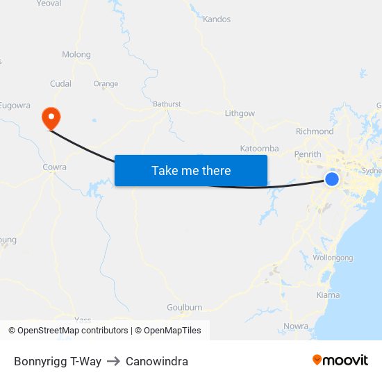 Bonnyrigg T-Way to Canowindra map