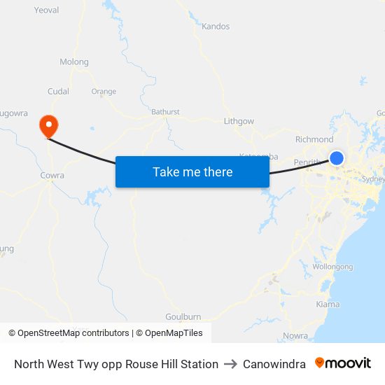 North West Twy opp Rouse Hill Station to Canowindra map