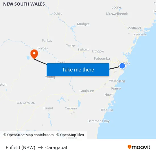 Enfield (NSW) to Caragabal map