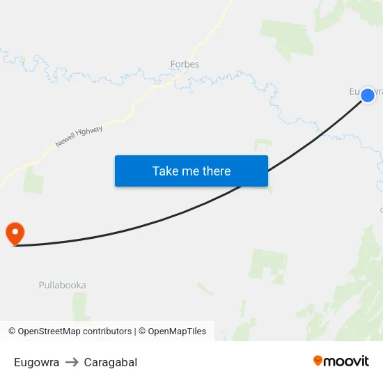 Eugowra to Caragabal map
