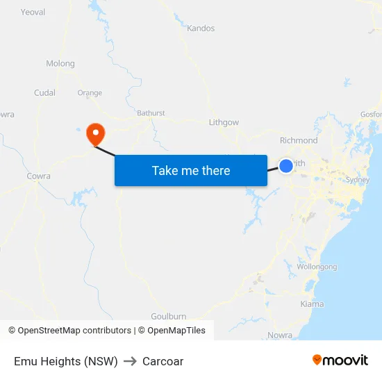 Emu Heights (NSW) to Carcoar map
