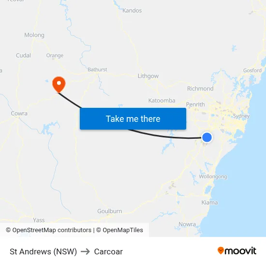 St Andrews (NSW) to Carcoar map