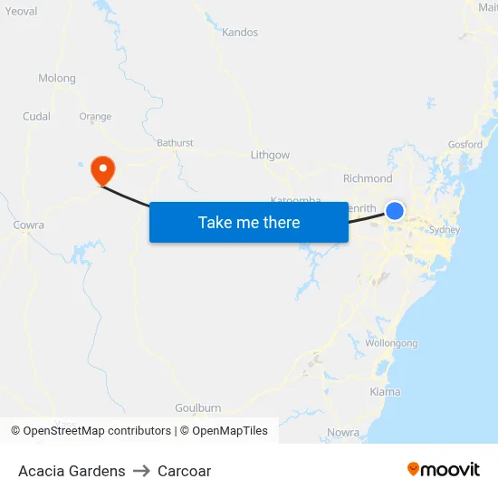 Acacia Gardens to Carcoar map