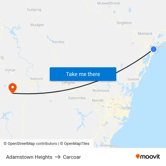 Adamstown Heights to Carcoar map