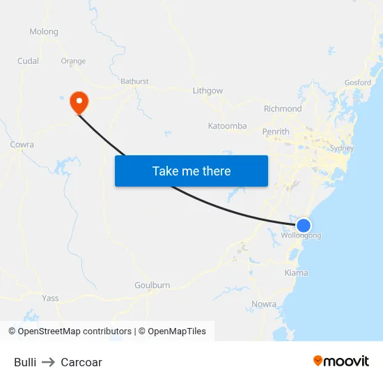 Bulli to Carcoar map