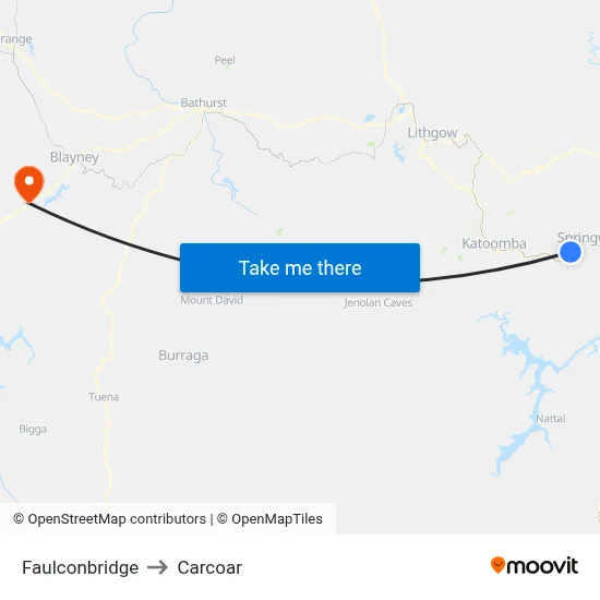 Faulconbridge to Carcoar map