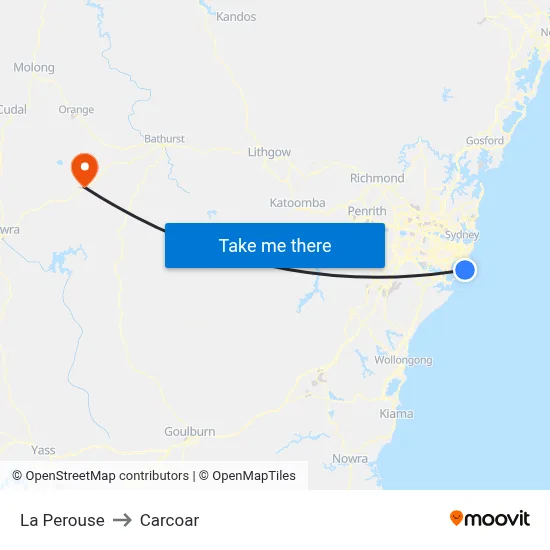 La Perouse to Carcoar map