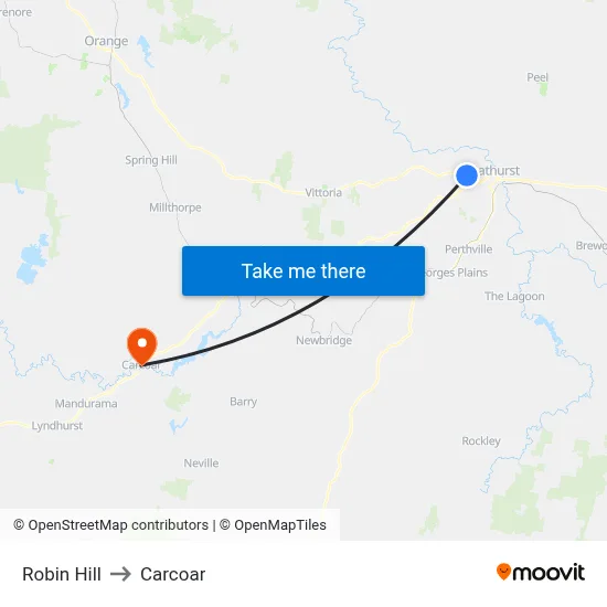 Robin Hill to Carcoar map