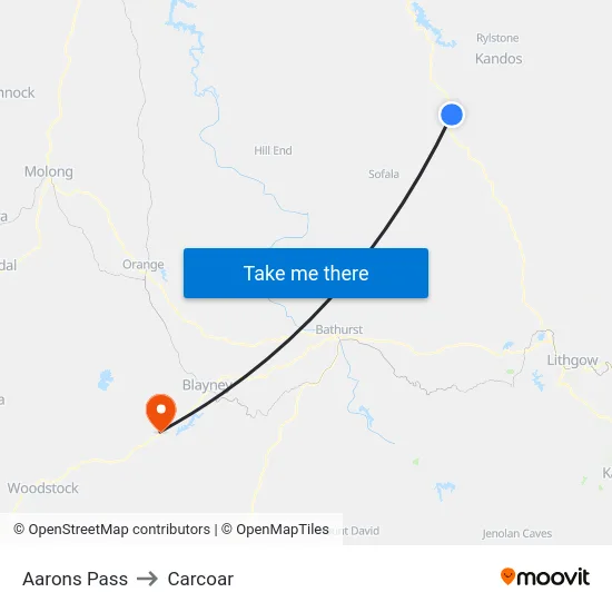 Aarons Pass to Carcoar map