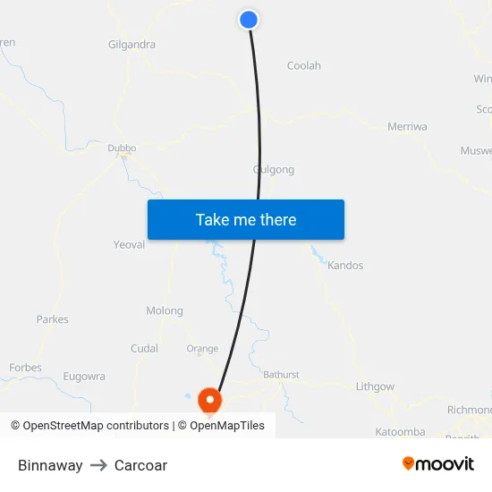 Binnaway to Carcoar map