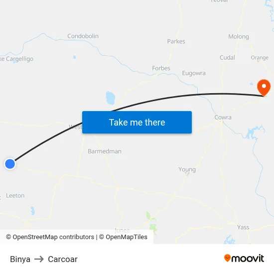 Binya to Carcoar map