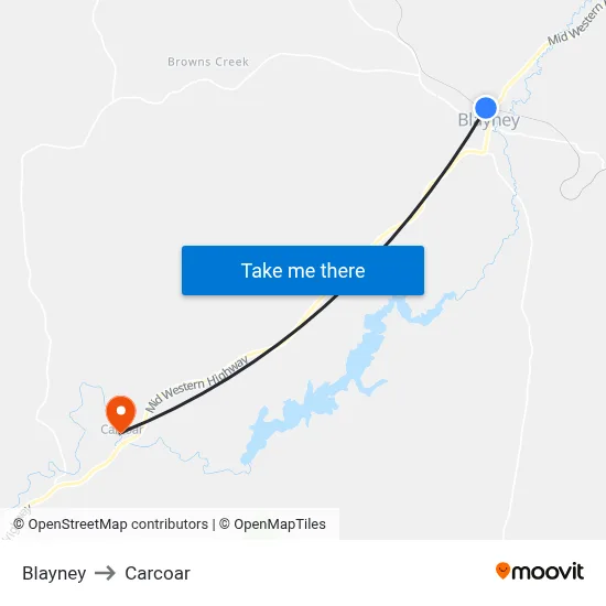 Blayney to Carcoar map