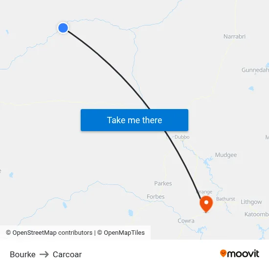 Bourke to Carcoar map