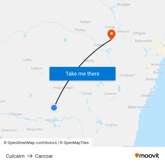Culcairn to Carcoar map