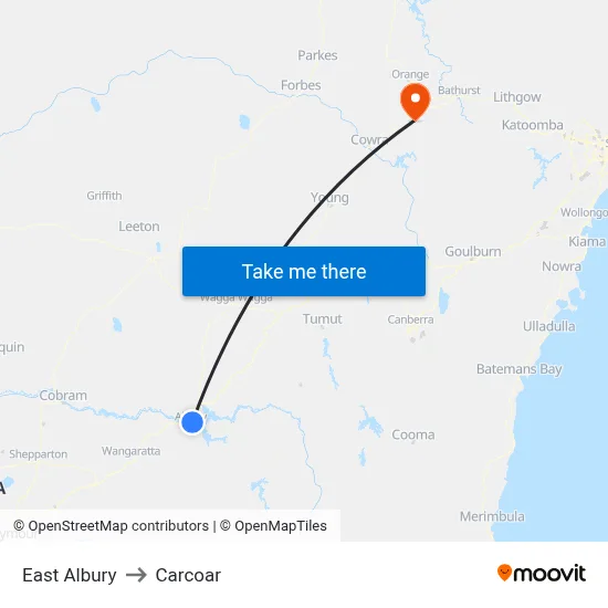 East Albury to Carcoar map