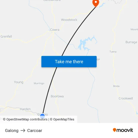 Galong to Carcoar map