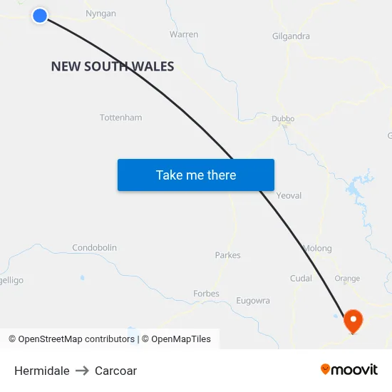 Hermidale to Carcoar map